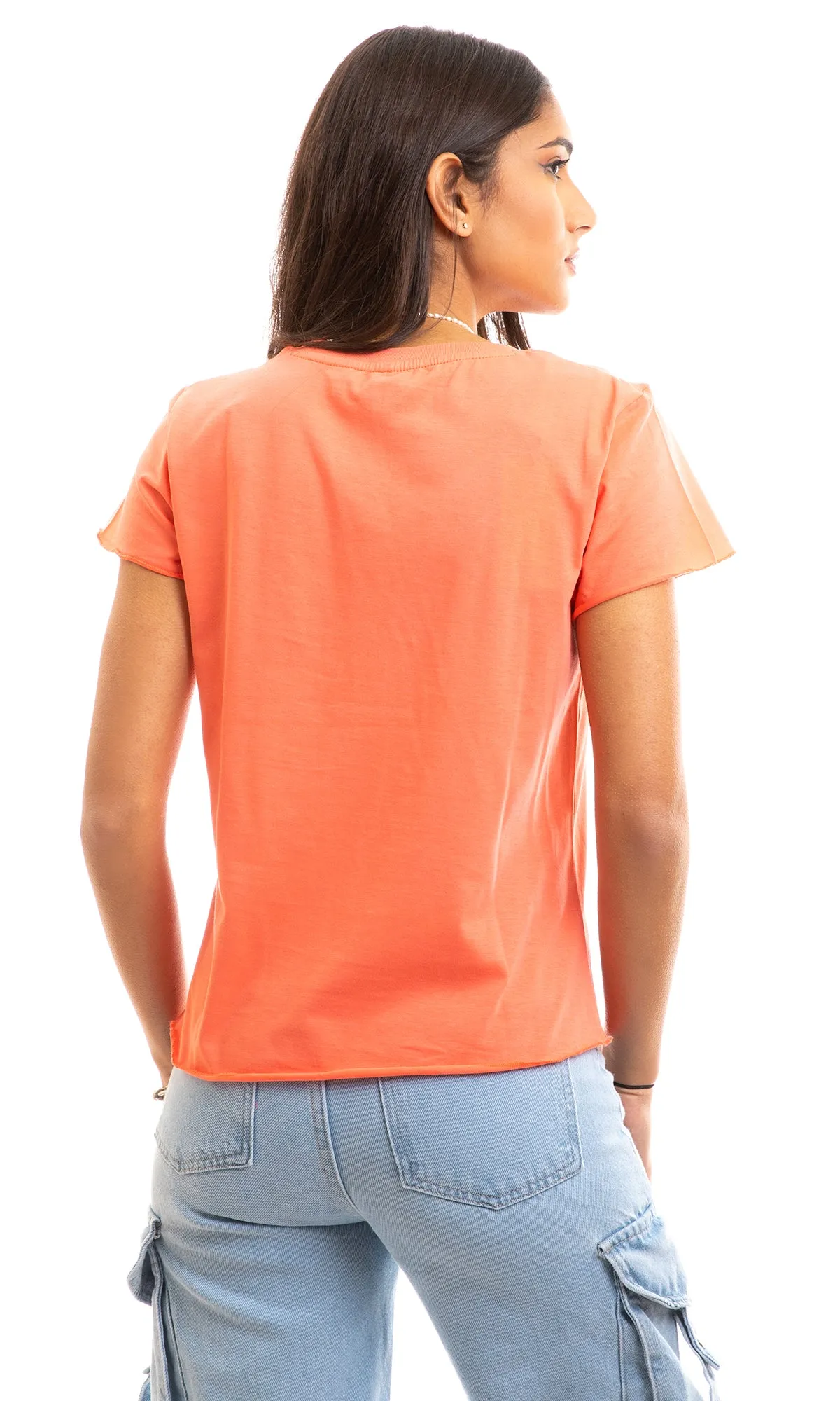 95461 "Girl Friends" Cotton Slip On Tee - Peach