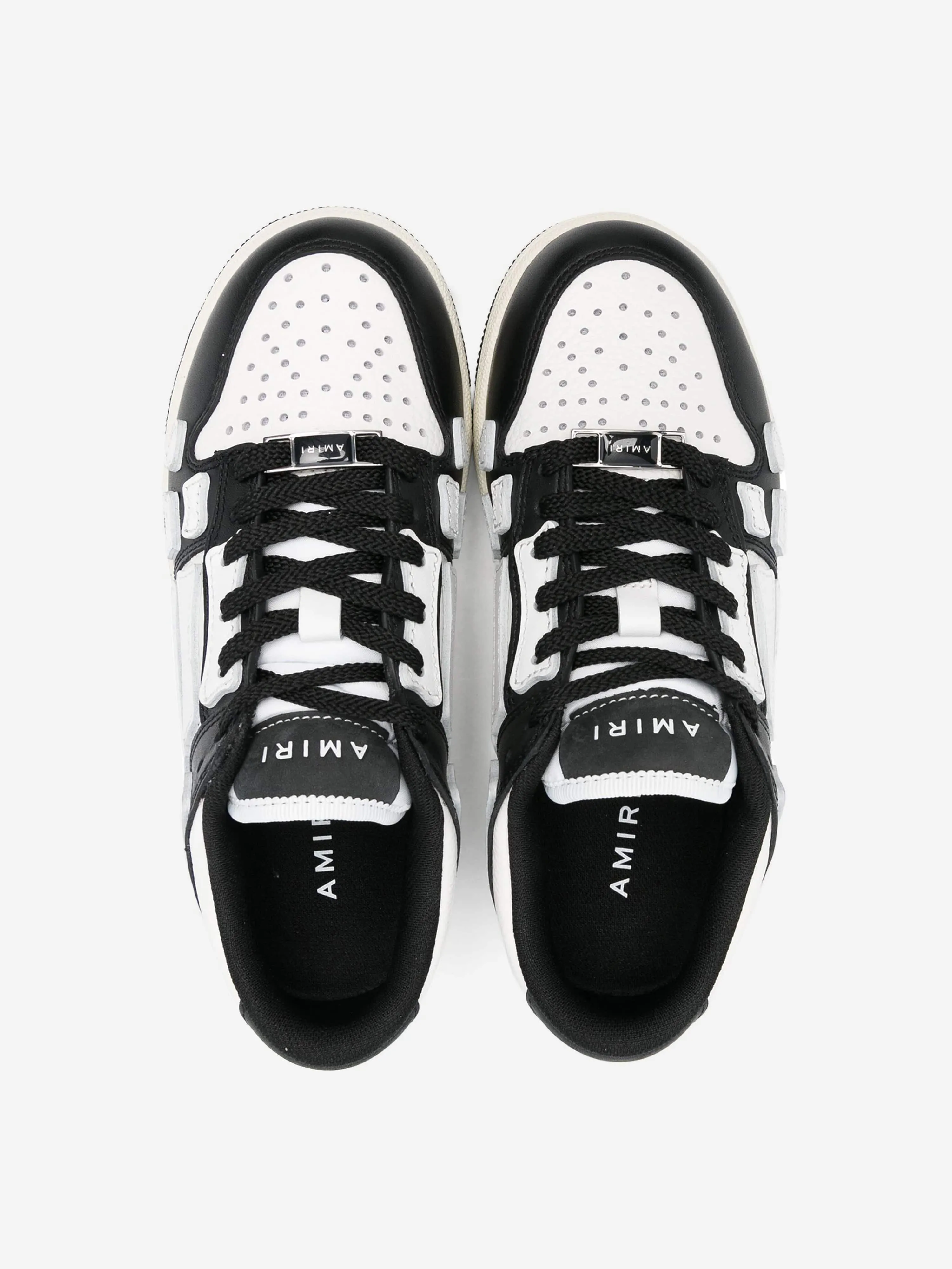 Amiri Kids Leather Skel Top Low Trainers in Black