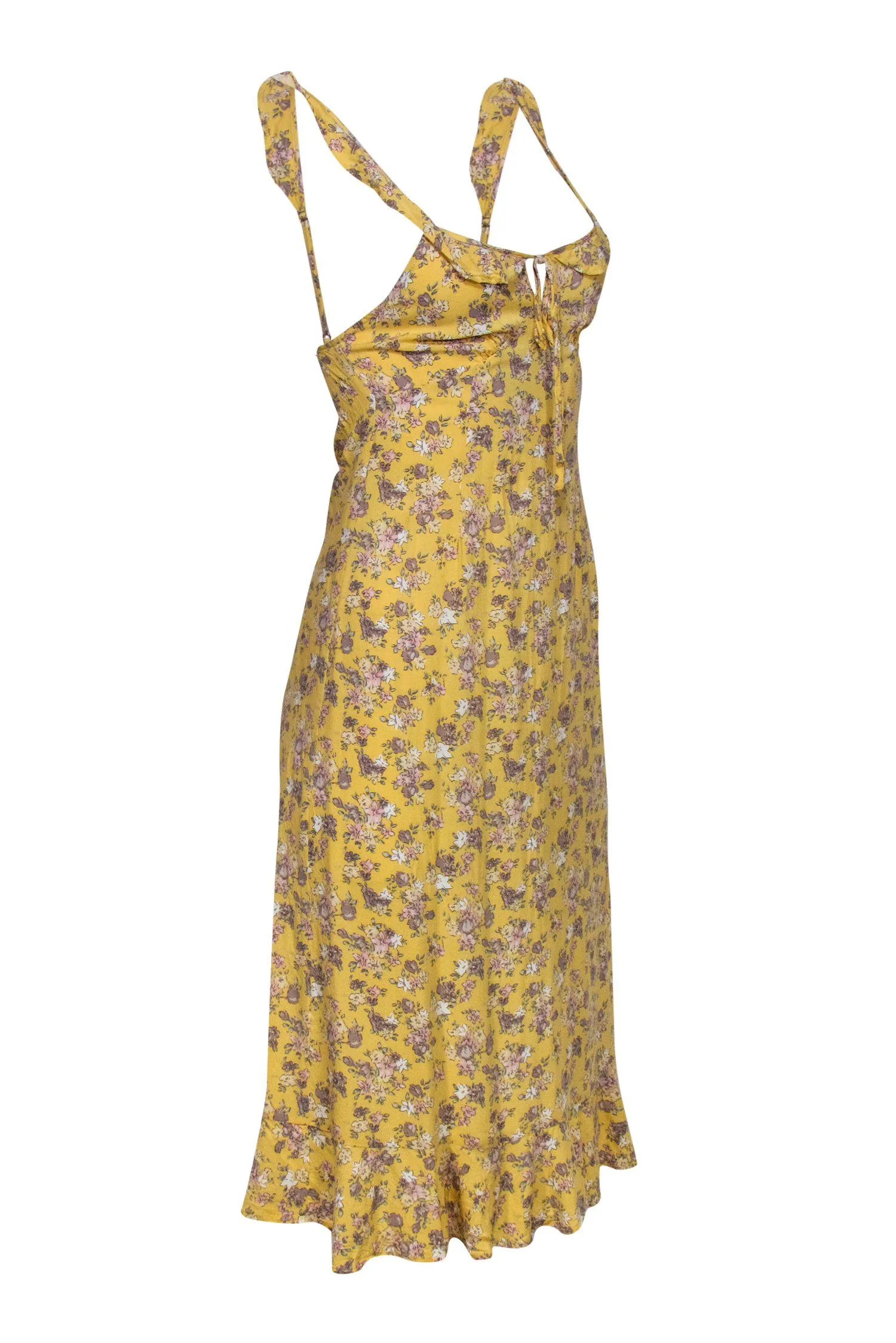 Auguste - Light Yellow Floral Print Sleeveless Midi Dress Sz 2