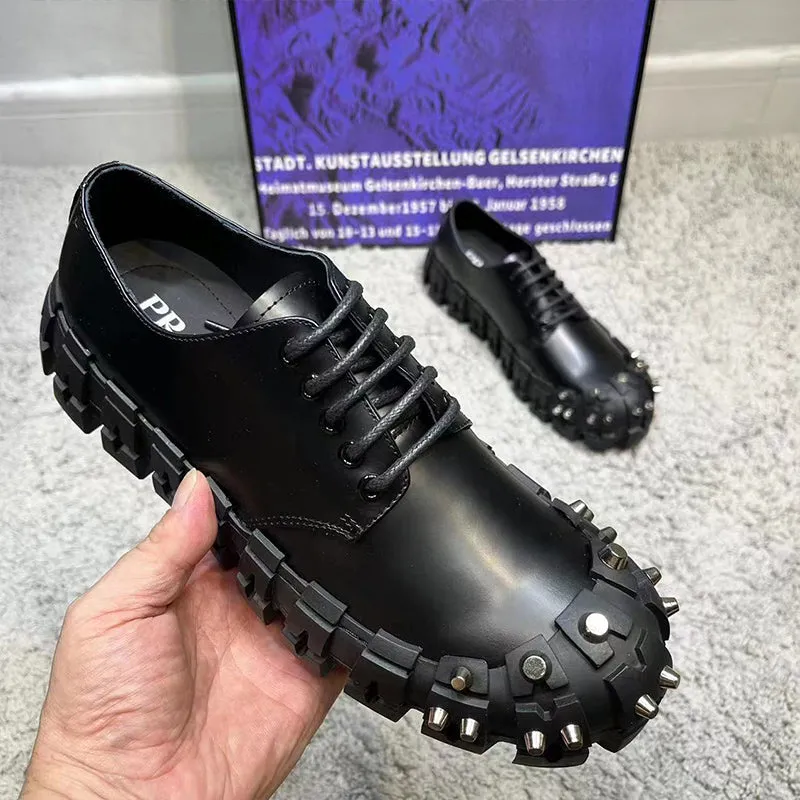 AXPRO PRATTO CASUAL LEATHER SHOES WITH RIVETS