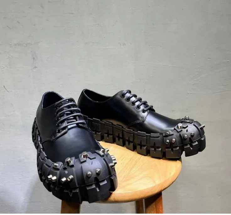 AXPRO PRATTO CASUAL LEATHER SHOES WITH RIVETS