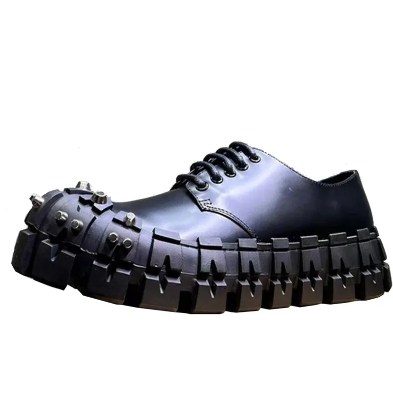 AXPRO PRATTO CASUAL LEATHER SHOES WITH RIVETS