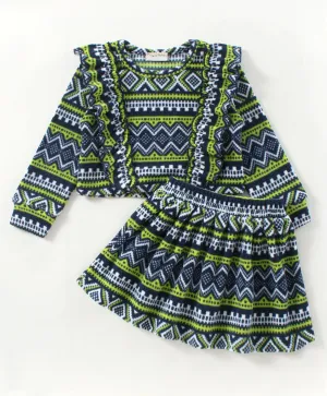 Aztec with Frill Polar Fleece Top Skirt Set