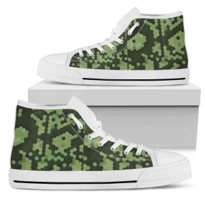 Black and Green Camouflage Men's High Top Sneakers