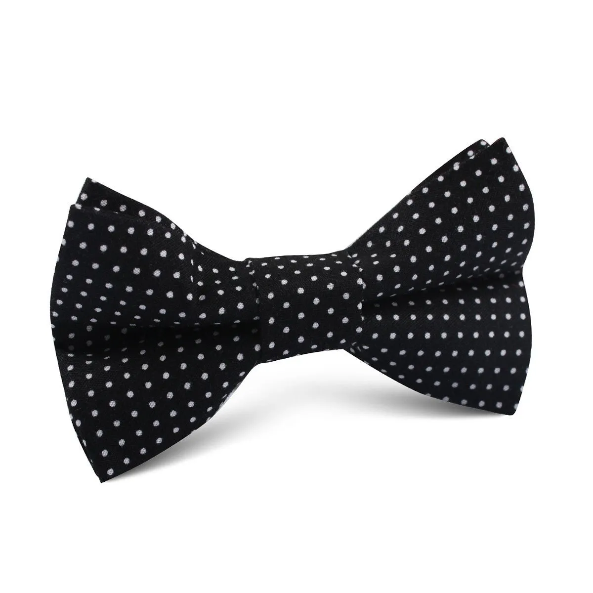 Black Cotton with White Mini Polka Dots Kids Bow Tie