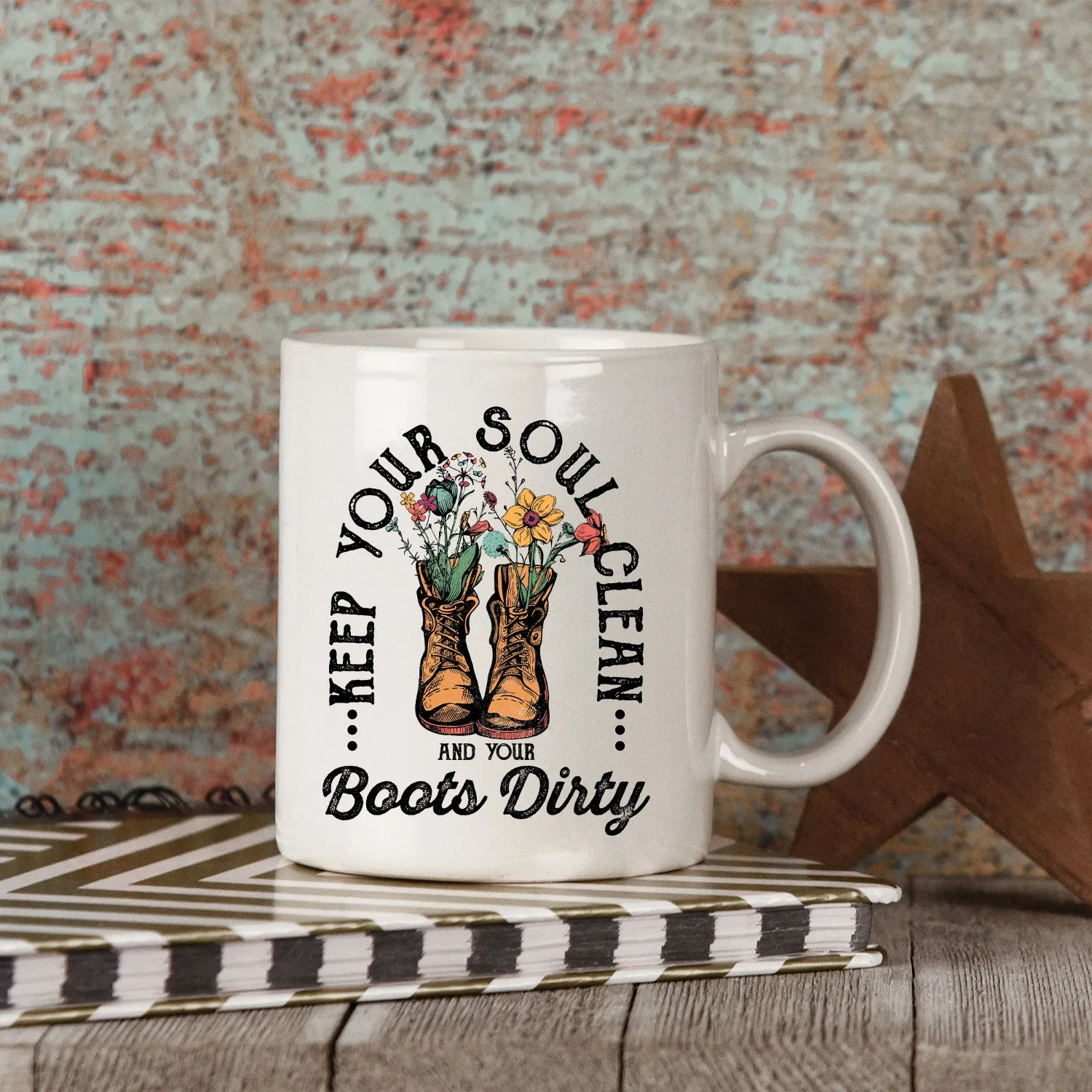 Boots Dirty Wildflowers 15oz Mug