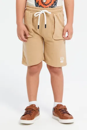 Boys Beige Basic Knit Shorts