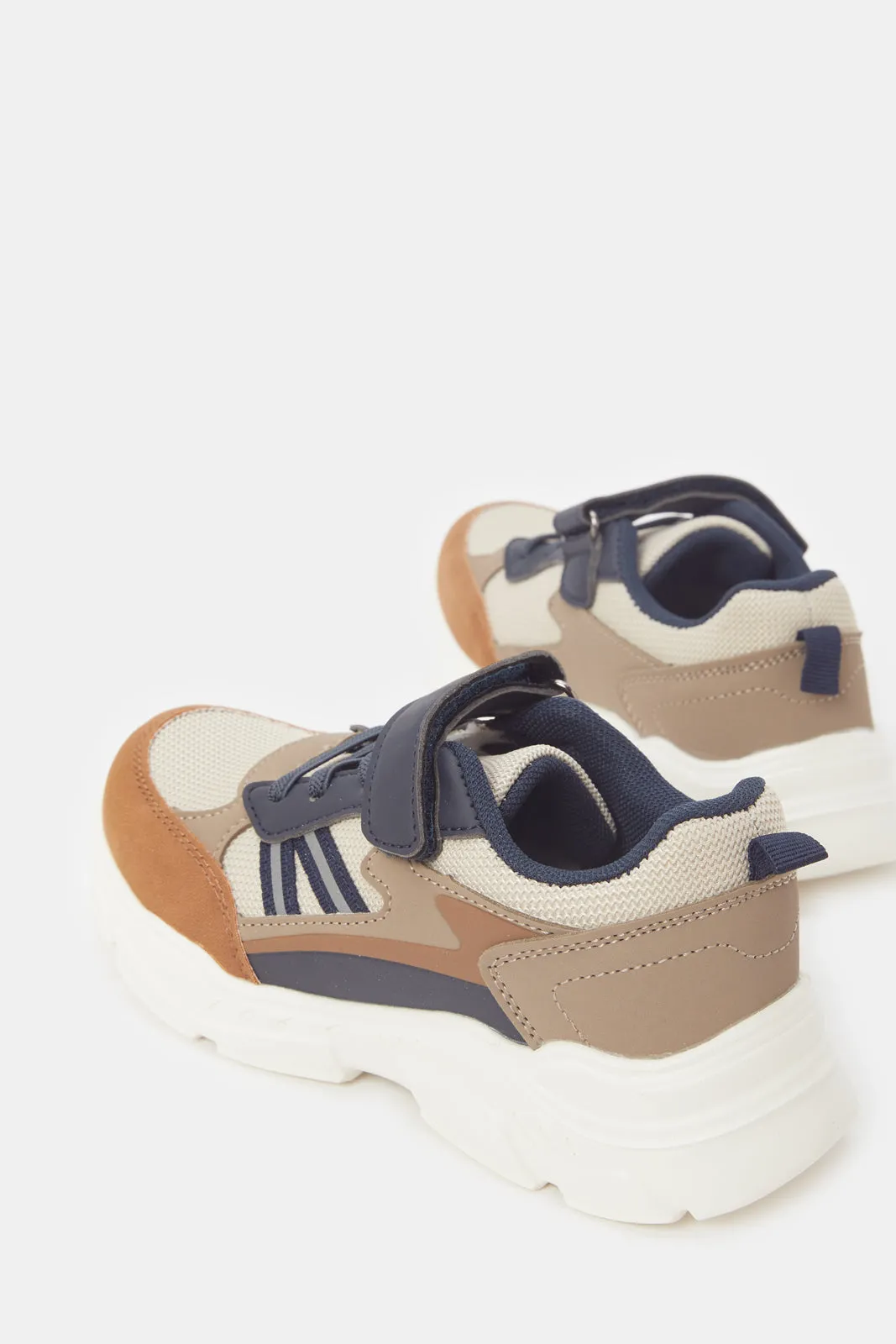 Boys Beige Color Block Chunky Sneakers