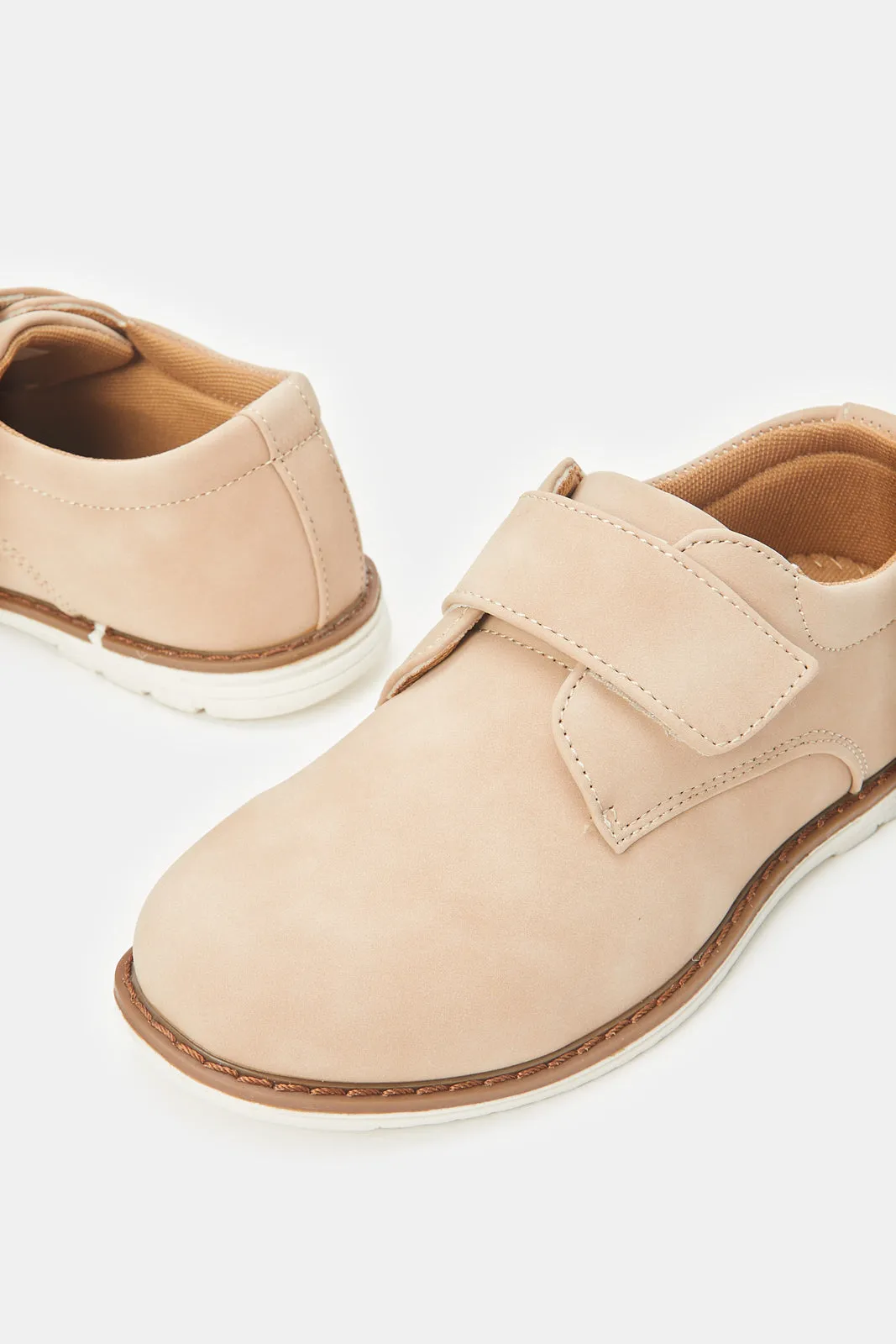 Boys Beige Lace Up Derby Shoes