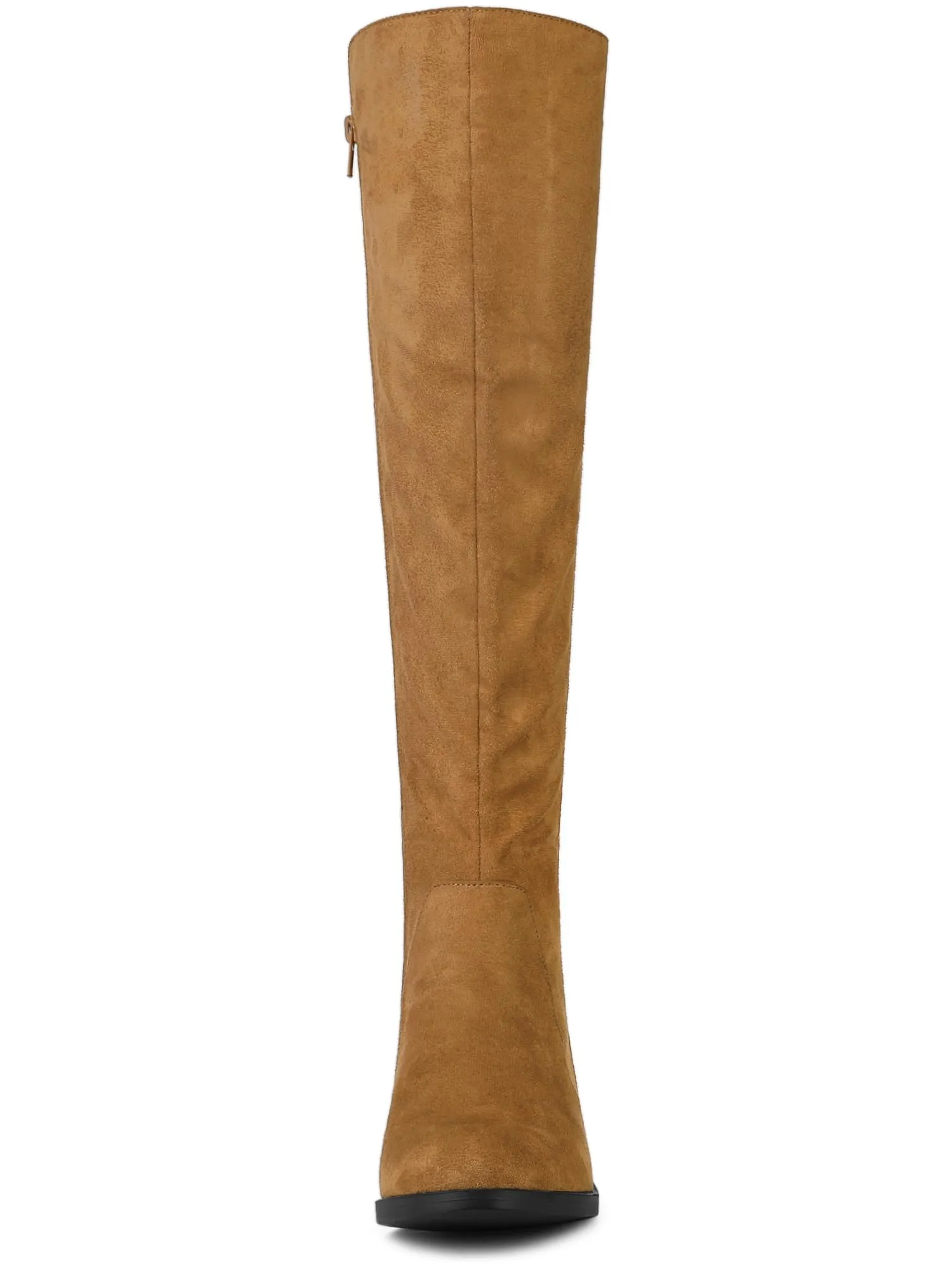 Brown Suede Knee High Side Zipper Boots