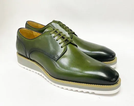 Burnished Calfskin Lace-Up Shoe Green