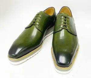 Burnished Calfskin Lace-Up Shoe Green