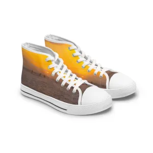 Butter Colored Women's High Top Canvas Sneakers (AOP)