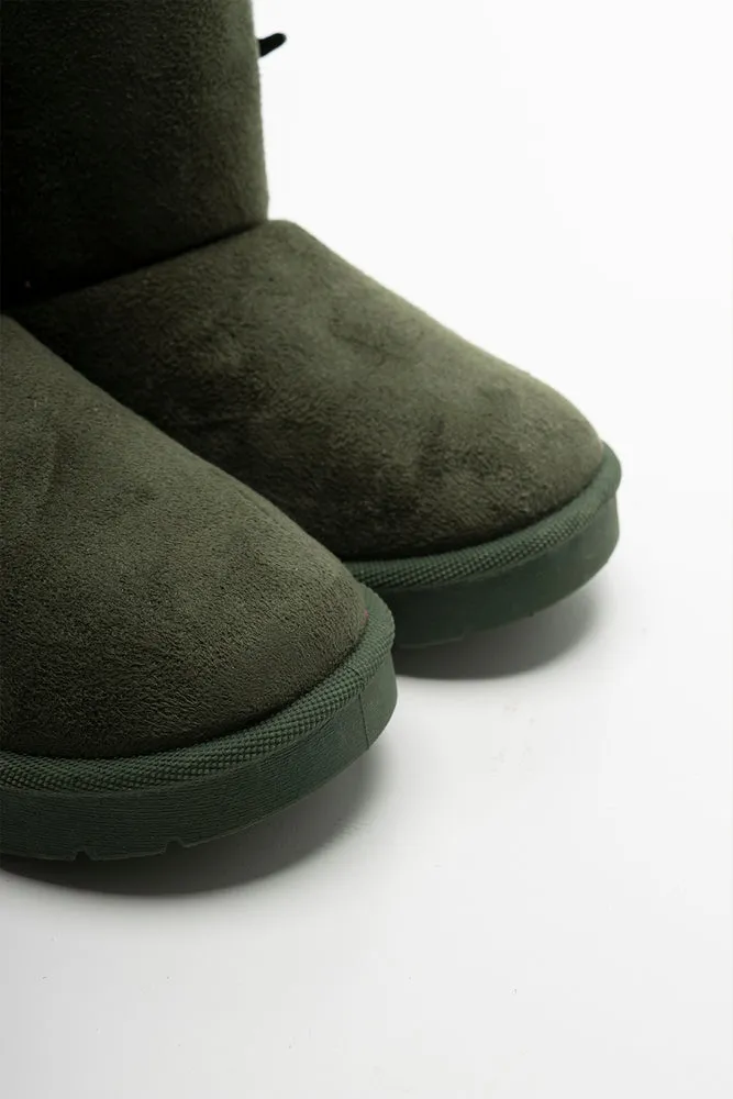 Button Comfy Boot Green