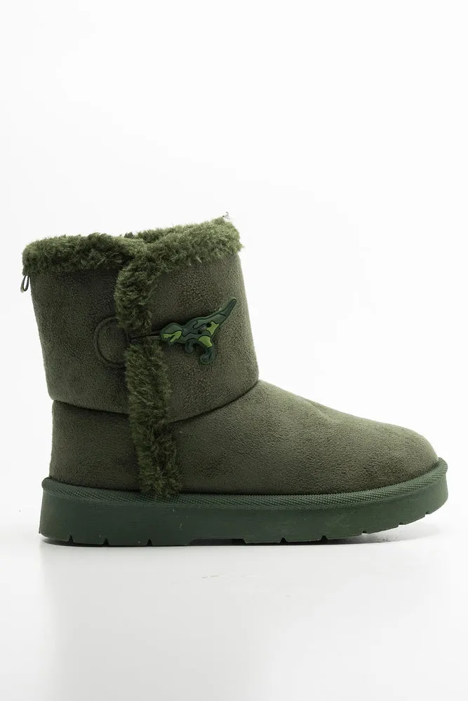 Button Comfy Boot Green