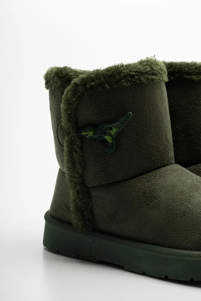 Button Comfy Boot Green