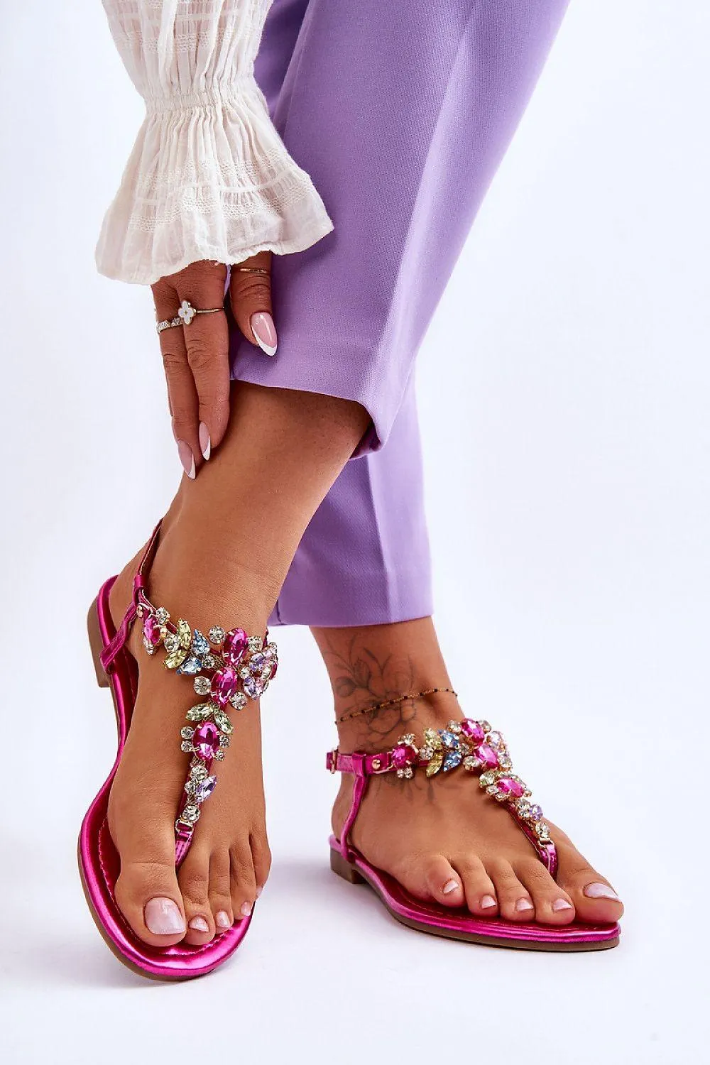 Chic Eco-Friendly Sandals with Rhinestones - Model 180129