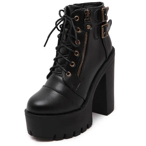 Chunky Lace Up Ankle Boots