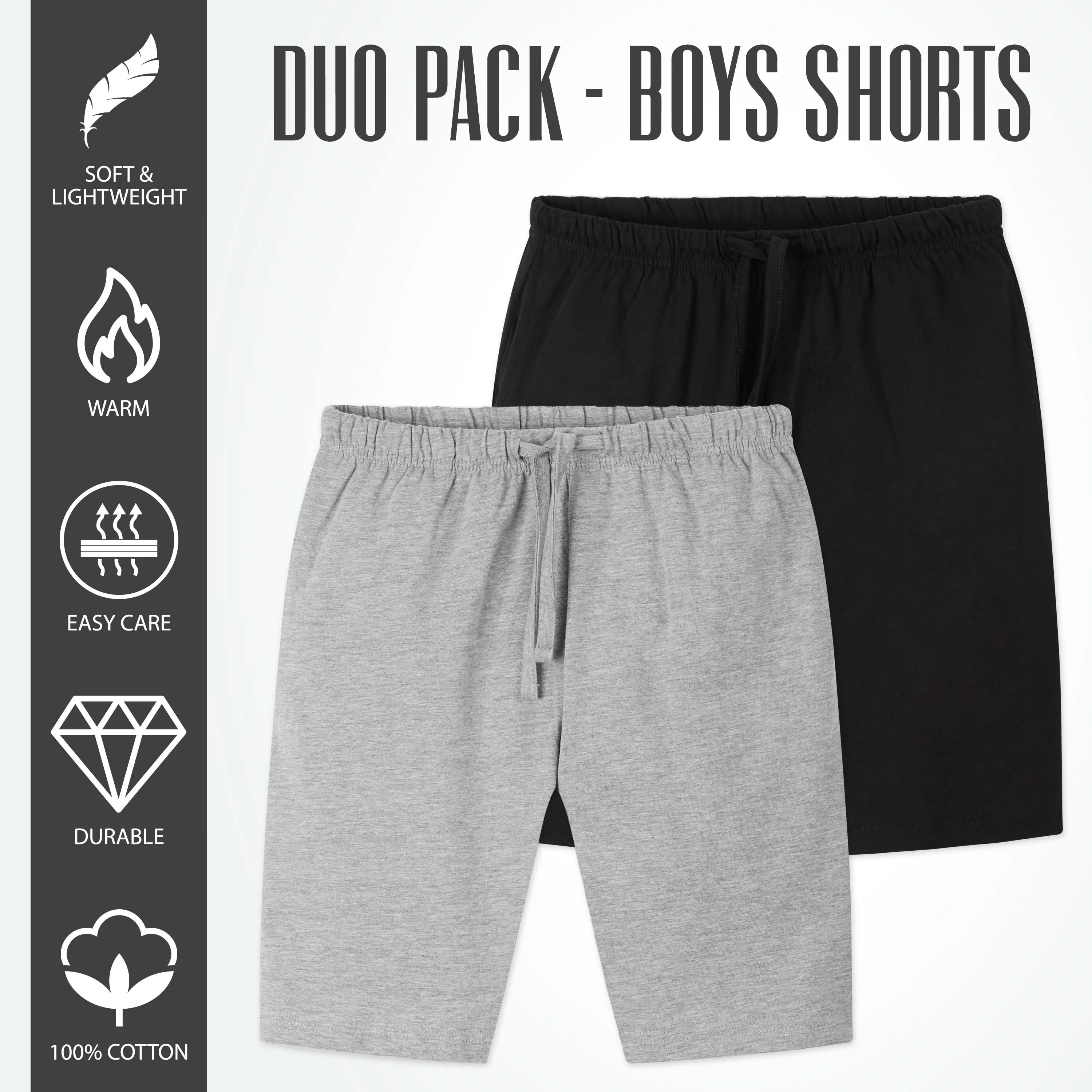 CityComfort Set of 2 Jersey Shorts in 4 Colors with Pockets for Boys