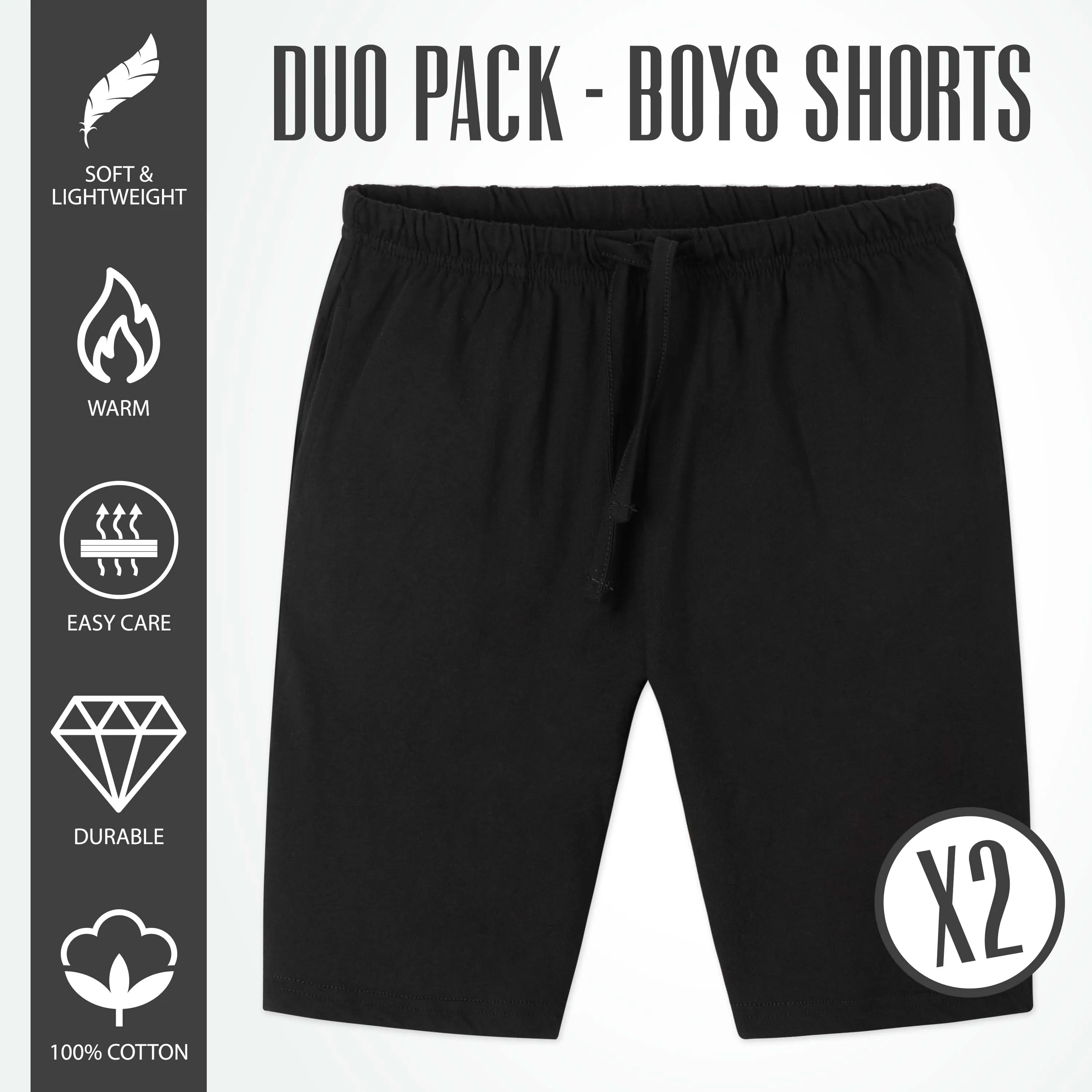 CityComfort Set of 2 Jersey Shorts in 4 Colors with Pockets for Boys