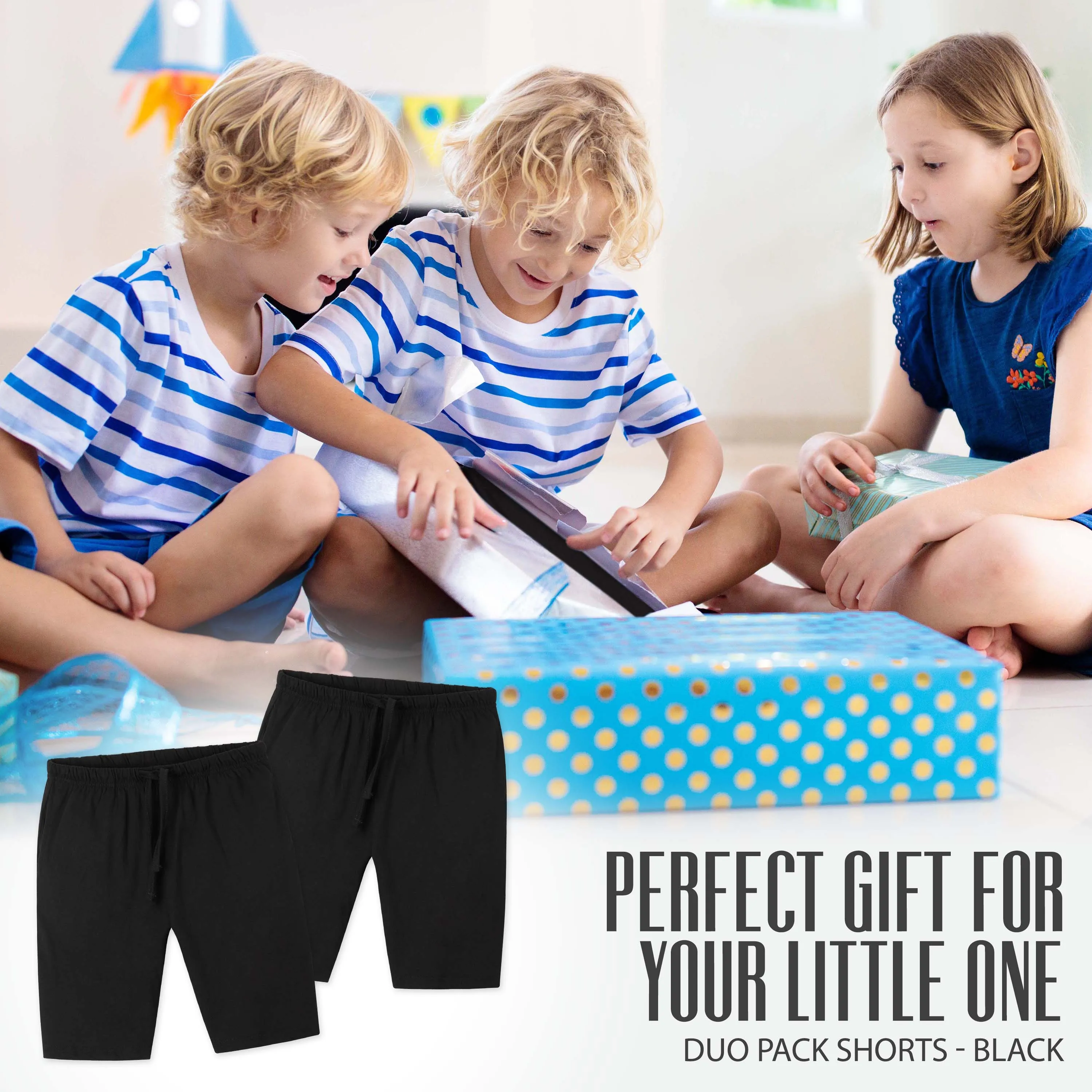 CityComfort Set of 2 Jersey Shorts in 4 Colors with Pockets for Boys