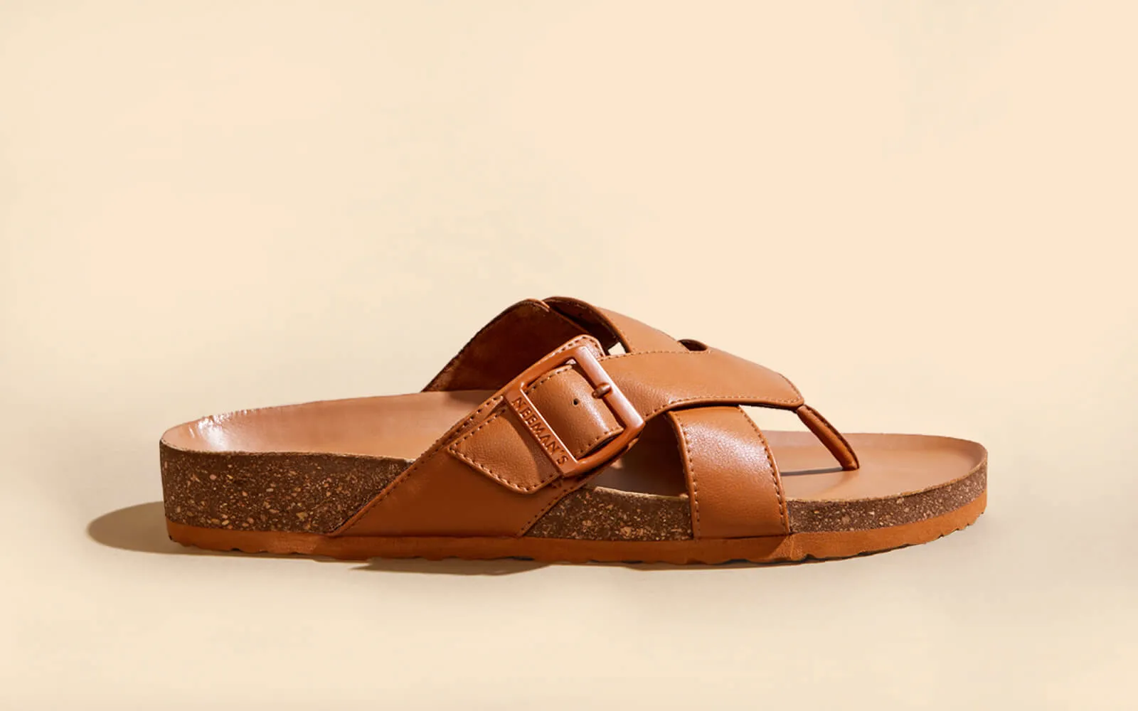 Cork Cross Strap Sandals : Tan