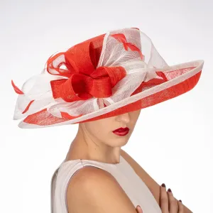 Derby Hat - Sinamay Bow Hat - Dual-Tone Red