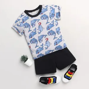 Dolphins Printed Half Sleeves Set