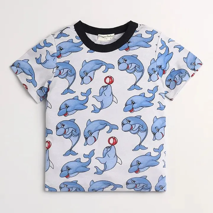 Dolphins Printed Half Sleeves Set