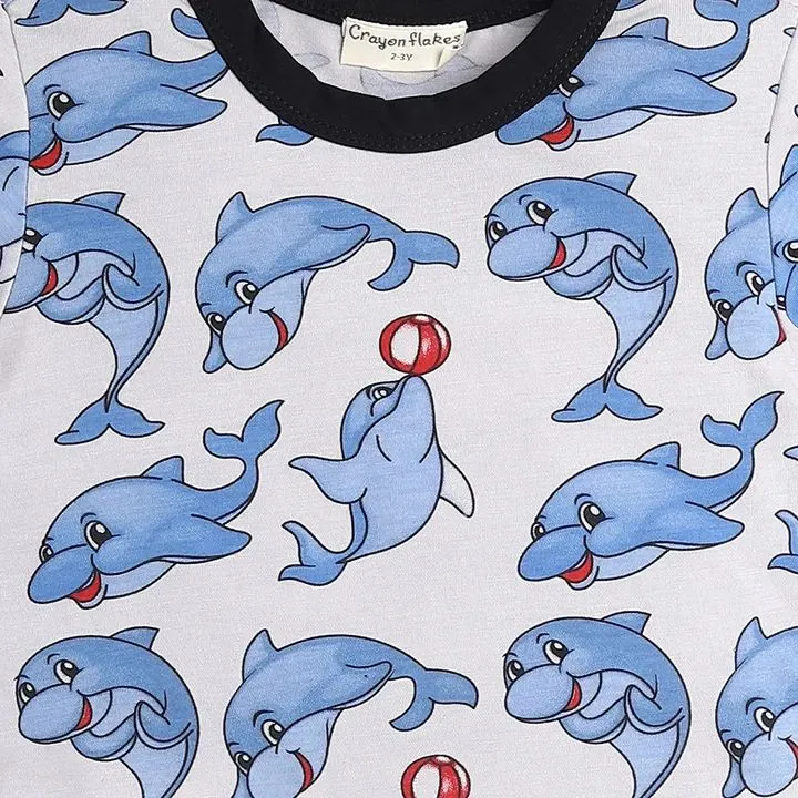 Dolphins Printed Half Sleeves Set