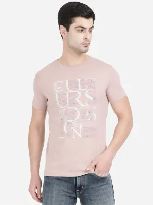 Dusty Pink Printed Slim Fit T-Shirt | JadeBlue