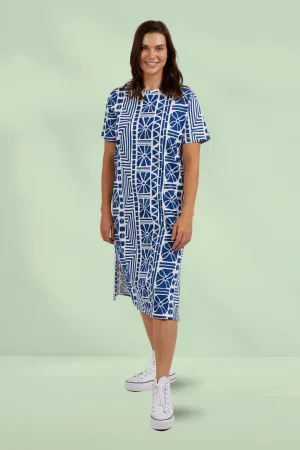 Elm Casablanca Tee Dress China Blue Print