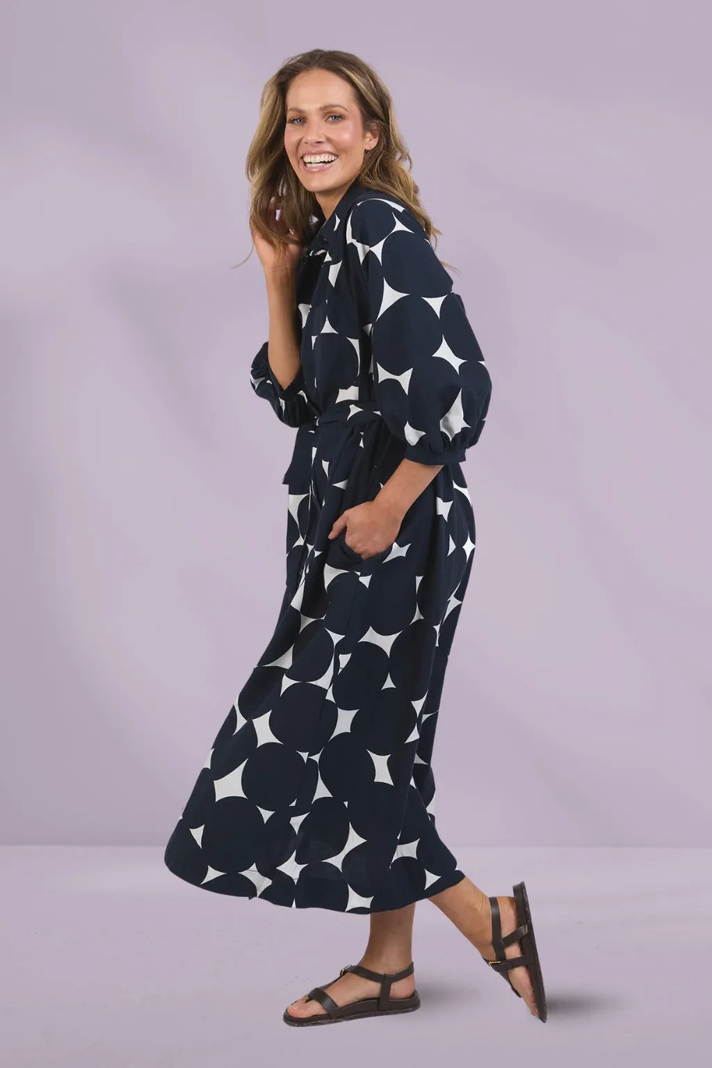 Elm Demi Spot Dress Navy