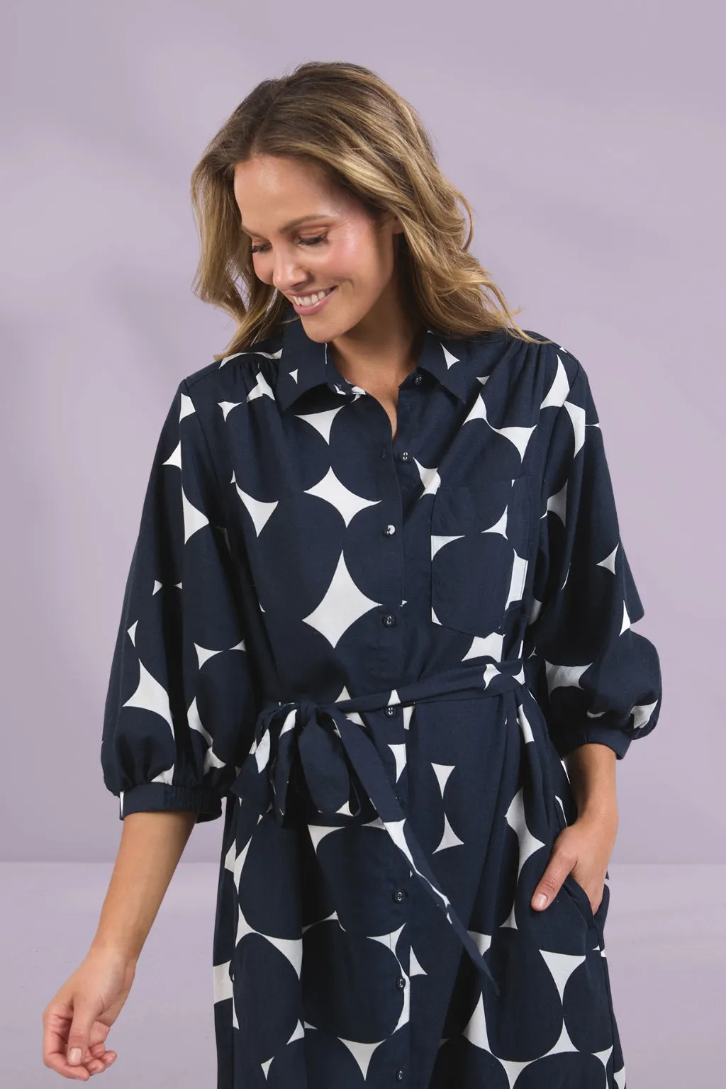 Elm Demi Spot Dress Navy