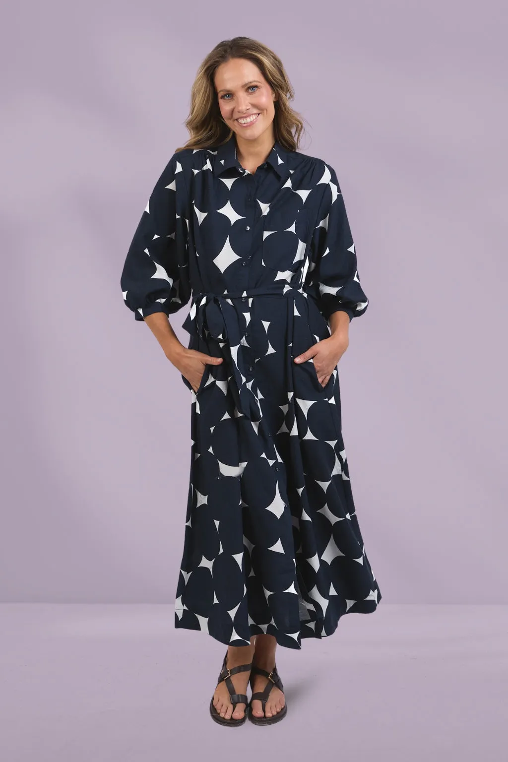 Elm Demi Spot Dress Navy