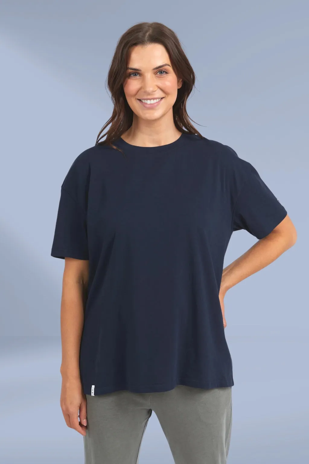 Elm Long Split Short Sleeve Tee Dark Sapphire