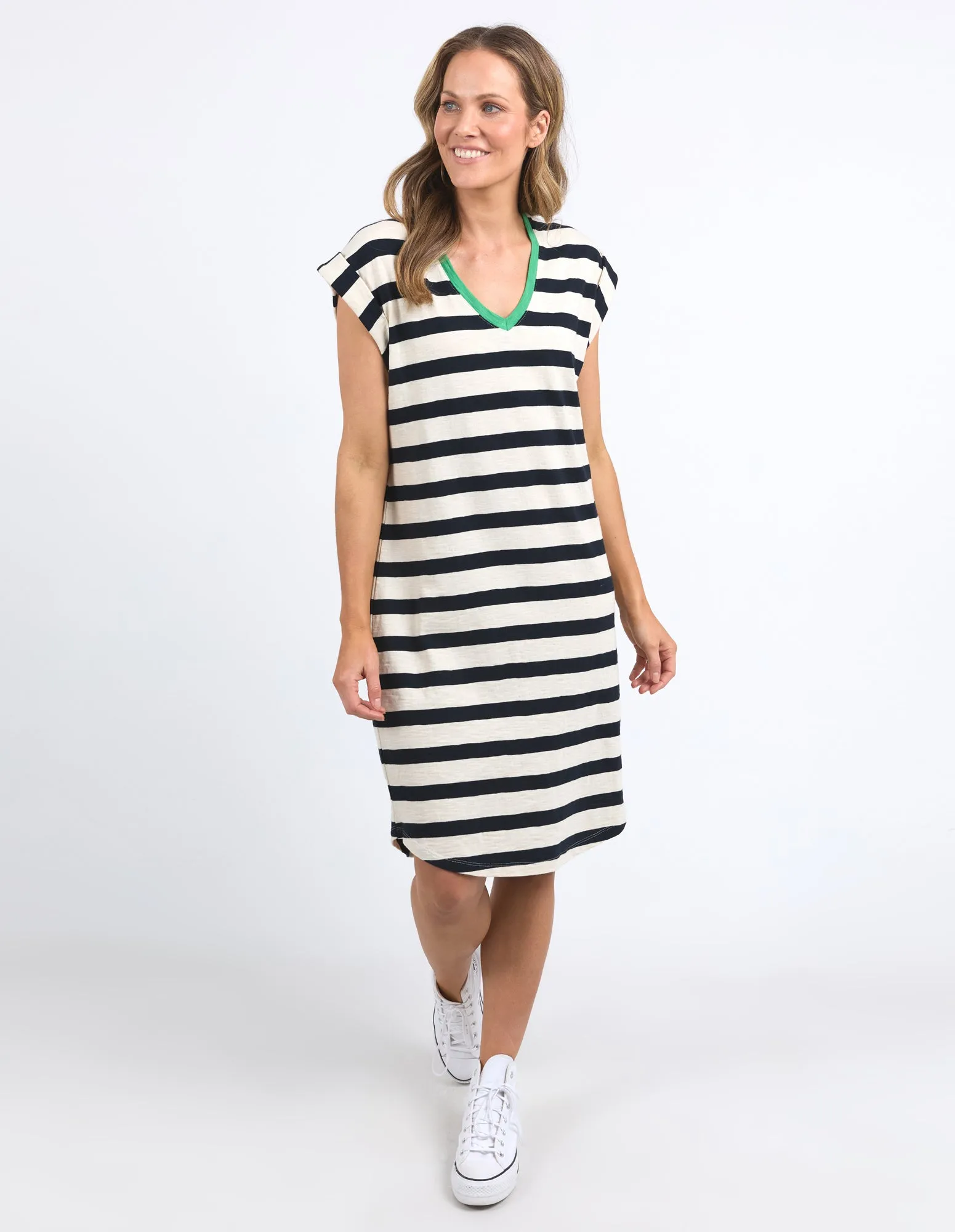 Elm Sunny Tee Dress Navy/White Stripe