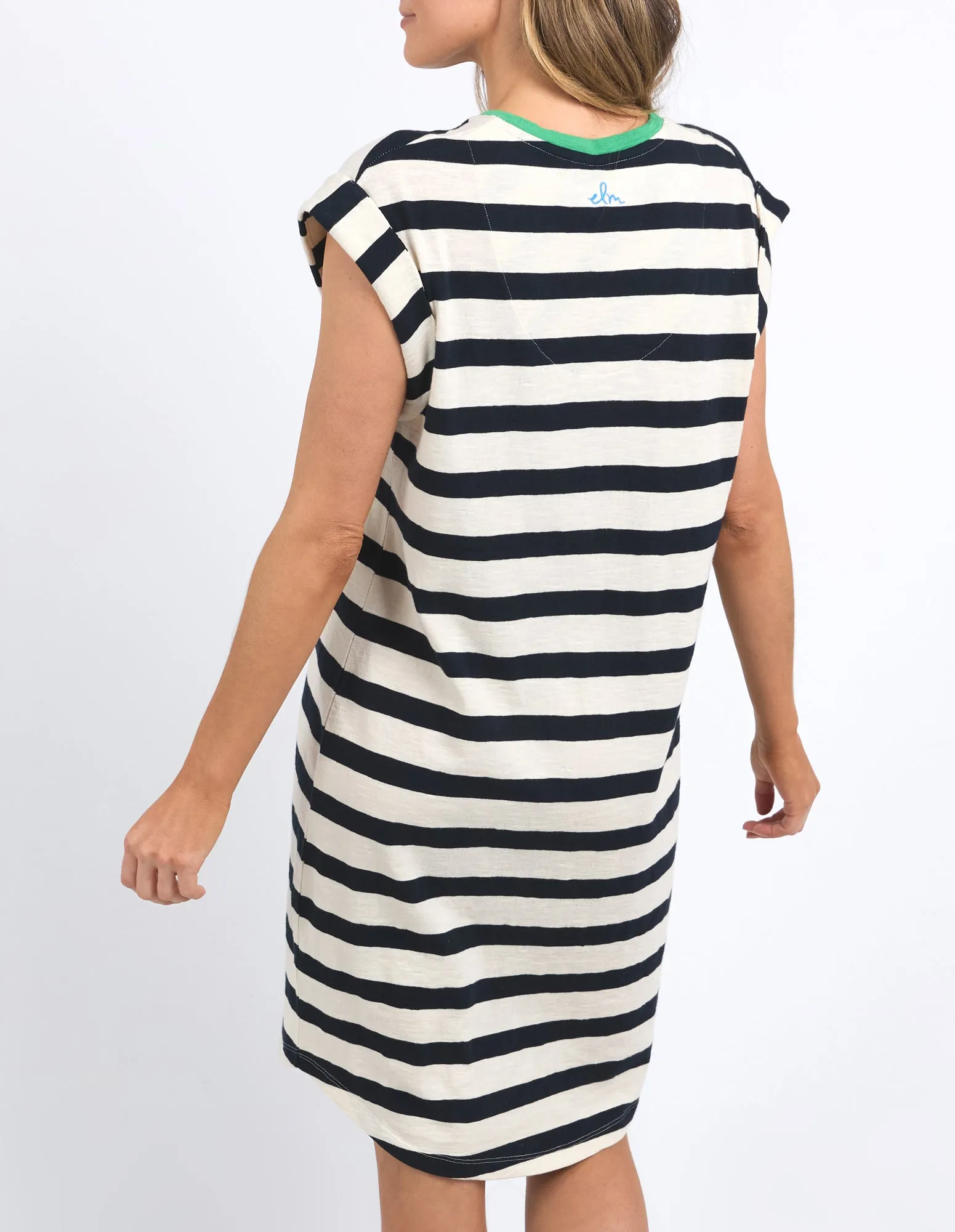 Elm Sunny Tee Dress Navy/White Stripe