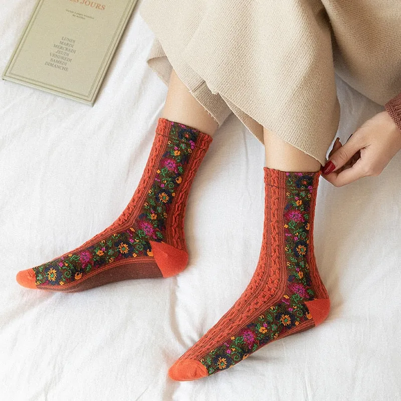 Embroidered Floral Socks