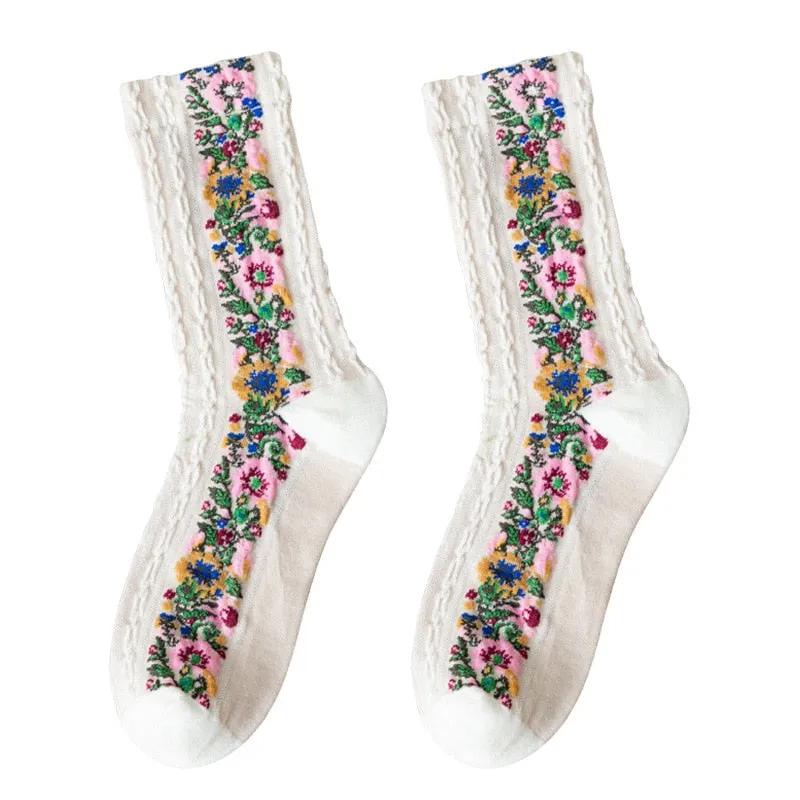 Embroidered Floral Socks