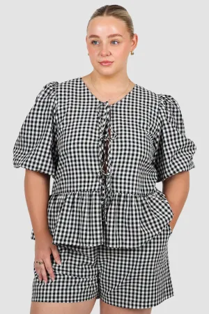 FAWN TOP B&W GINGHAM