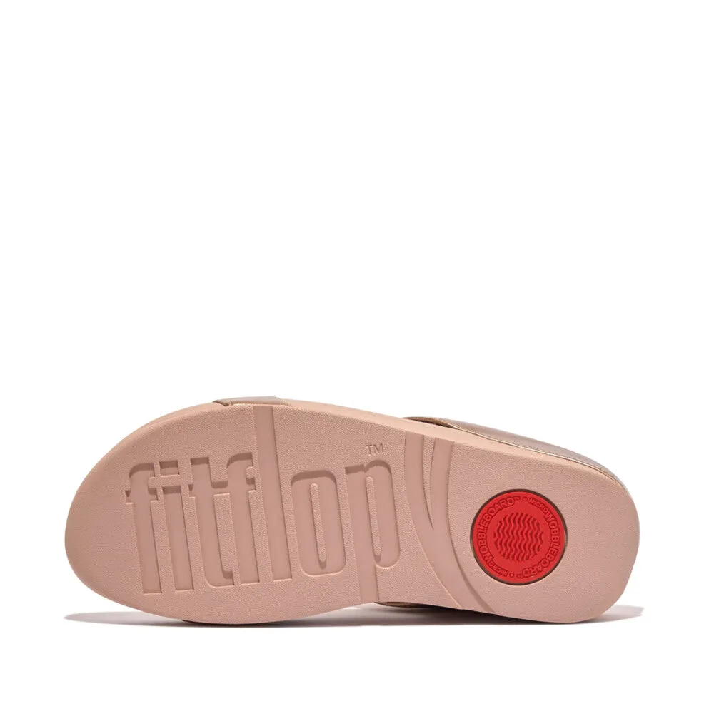 FitFlop Halo Bead Circle Metallic Slide Sandals - Rose Gold