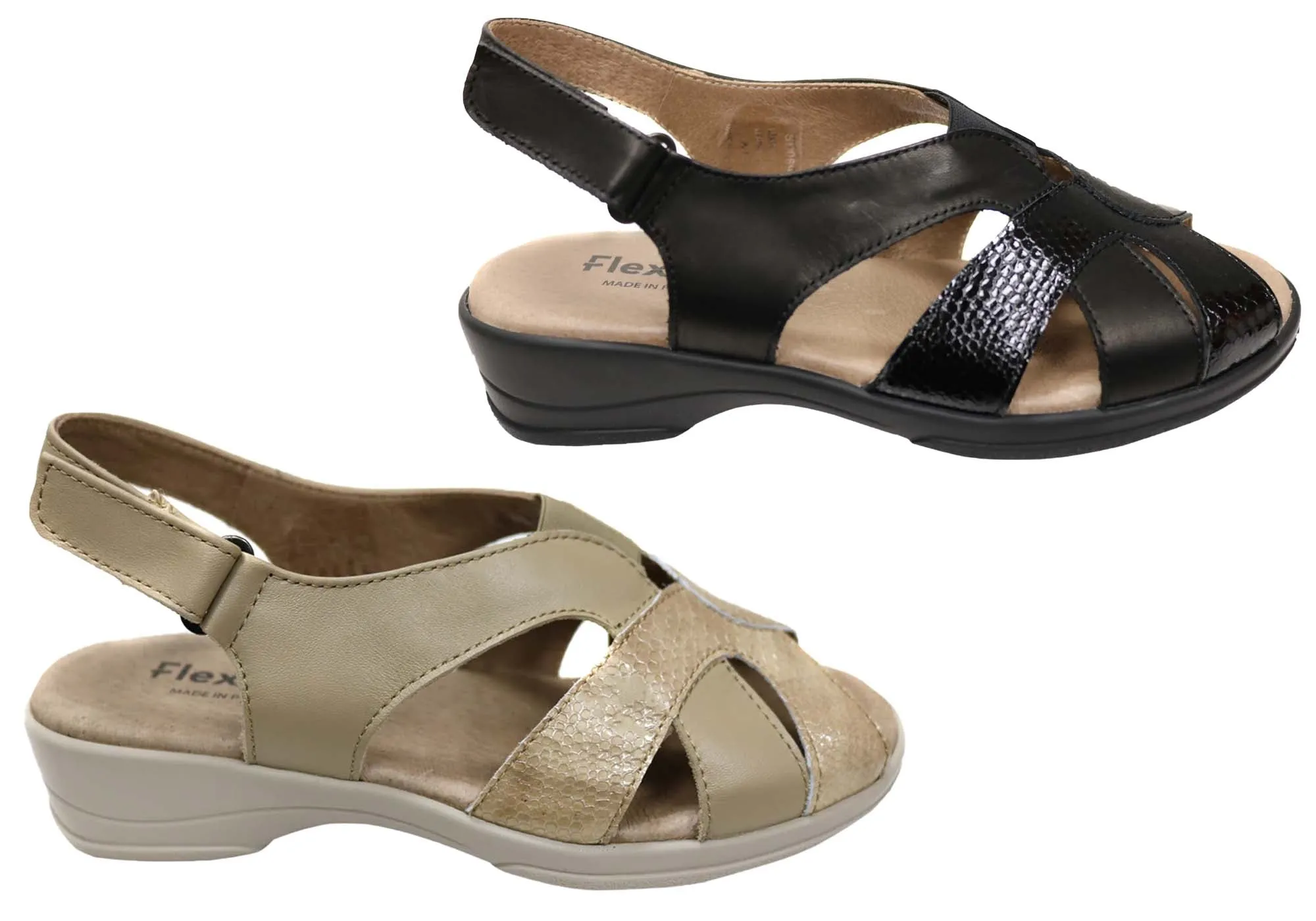 Flex & Go Hilda Womens Comfortable Leather Sandals Made In Portugal