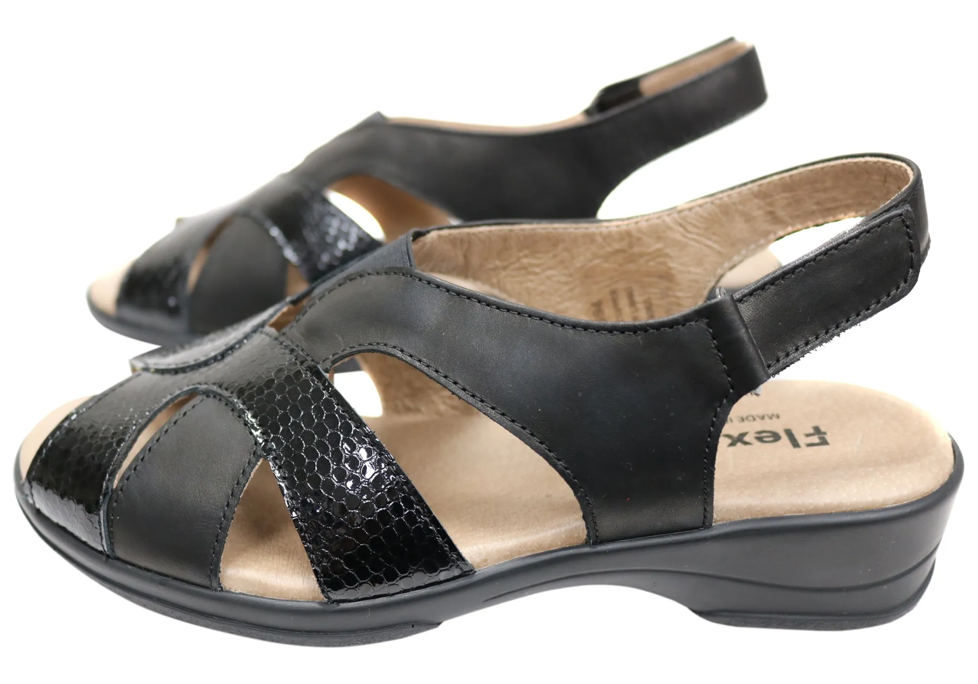 Flex & Go Hilda Womens Comfortable Leather Sandals Made In Portugal