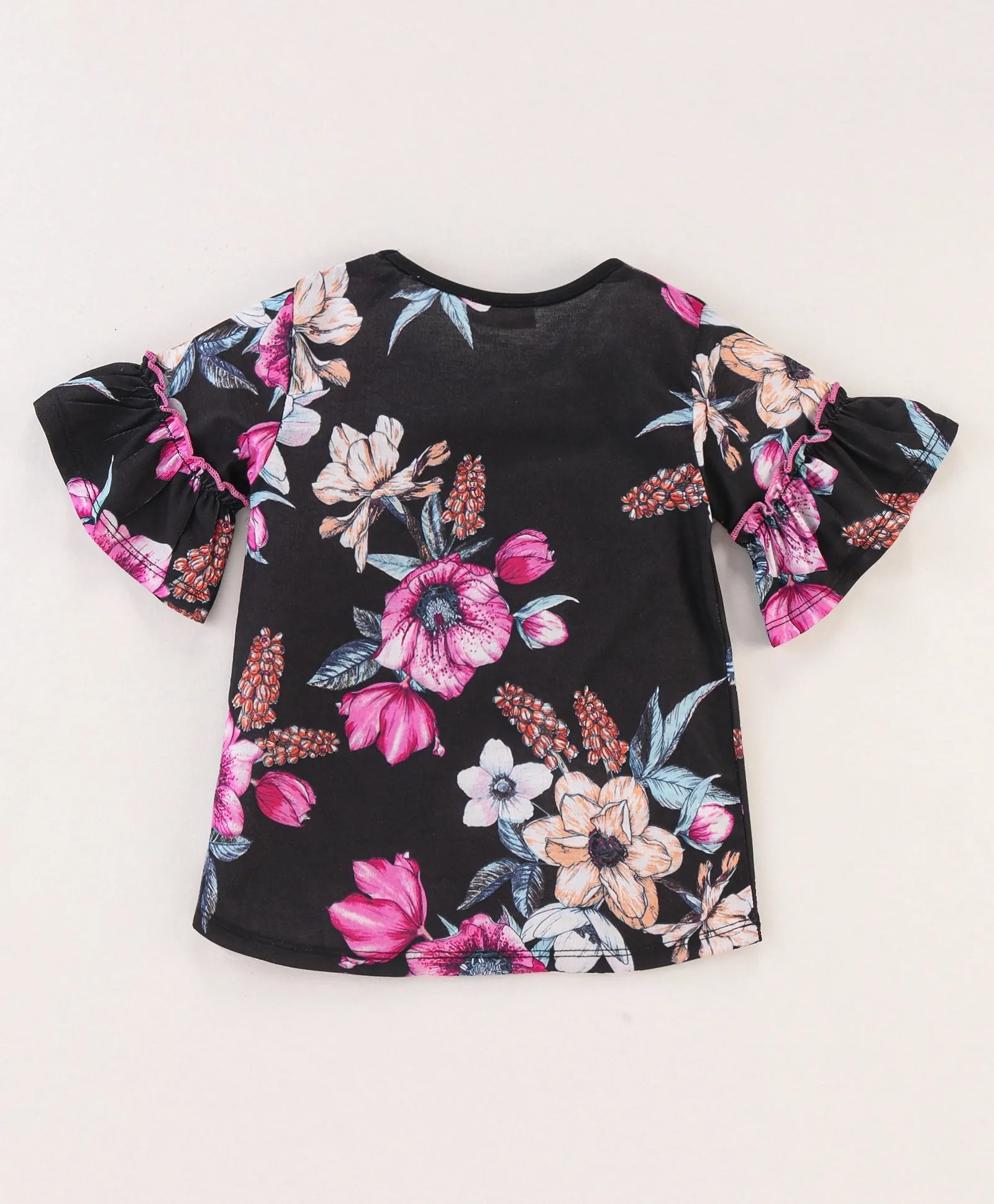 Floral Frilled Sleeves Top Leggings Set