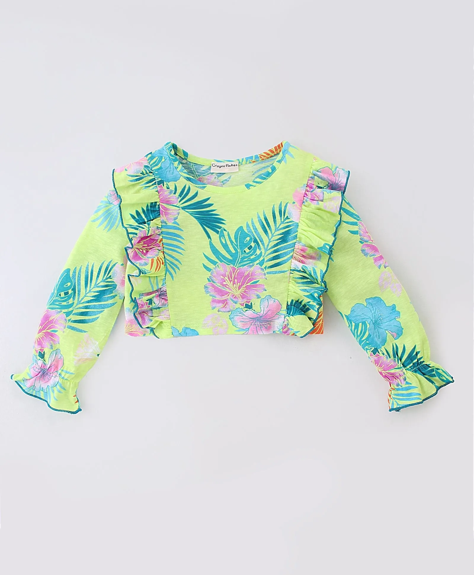 Floral Printed Frilled Top Plazzo Set