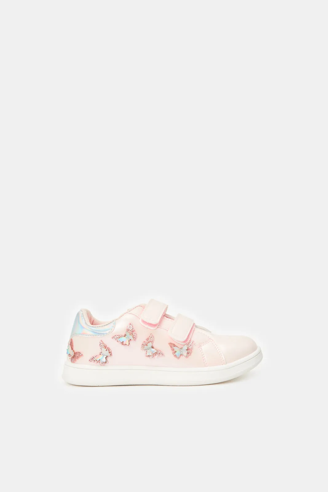 Girls Pink Butterfly Velcro Sneaker