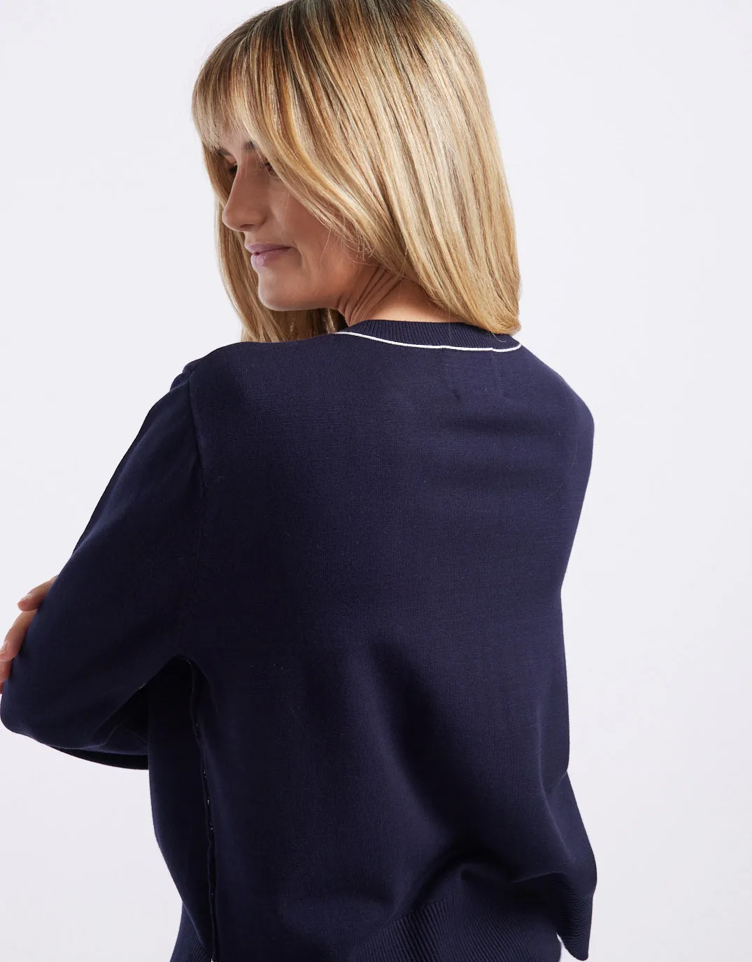 Giselle Lightweight Knit Top - Navy