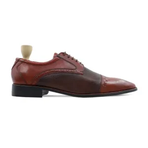 Gomel - Men's Oxblood Calf and Dark Brown Pebble Grain Leather Derby Shoe