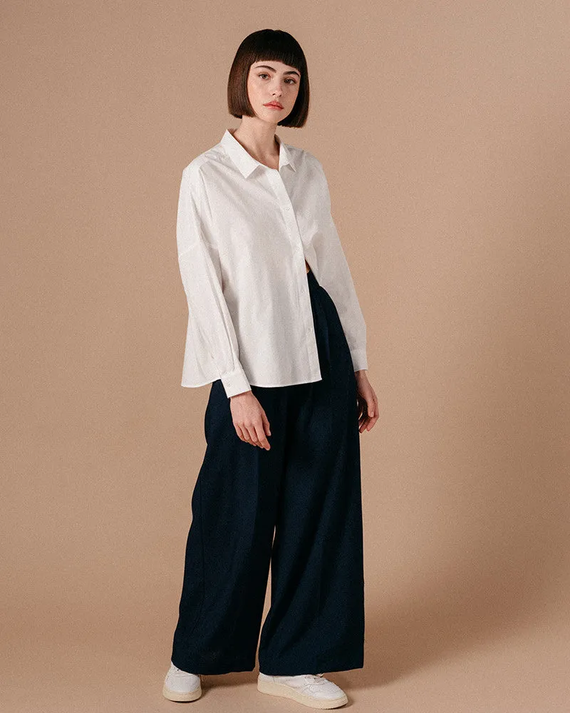 Grace & Mila Wide Leg Pleat Trousers - Marine